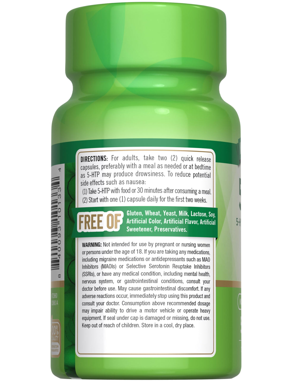 Nature's Truth 5-HTP capsules with ingredients