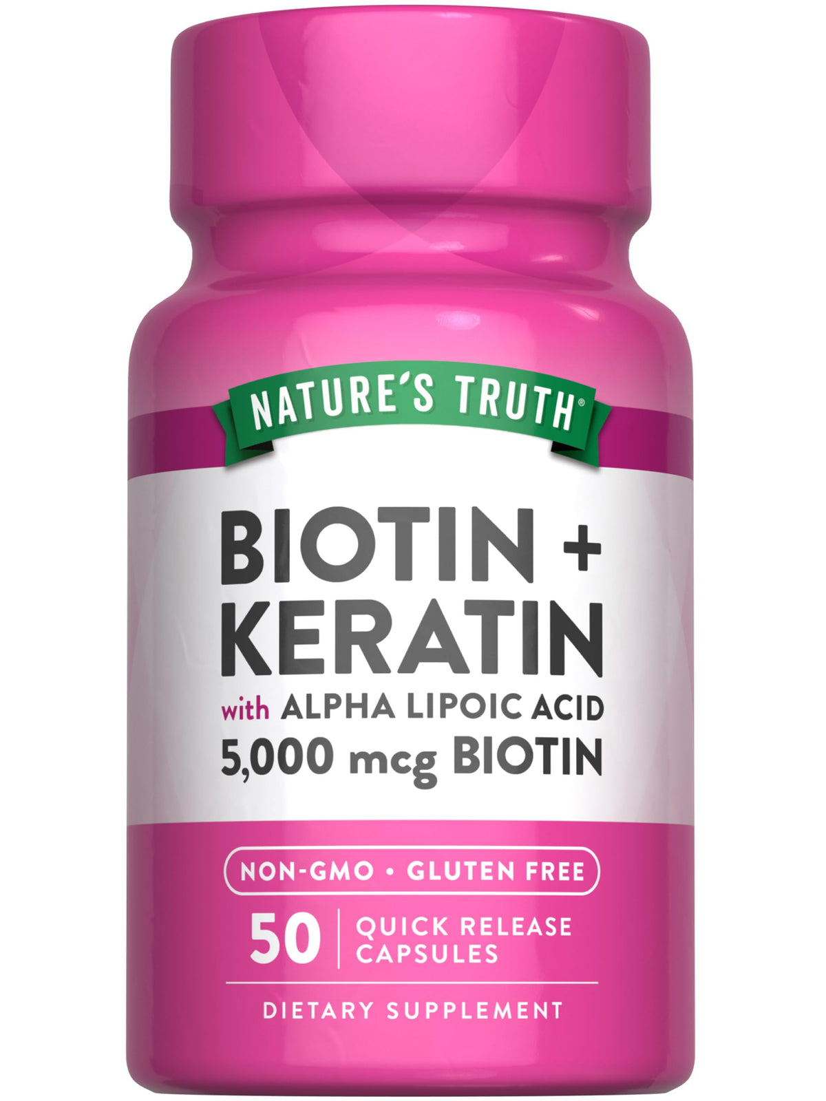 Nature's Truth Beauty Complex 5000 mcg Biotin capsules front view