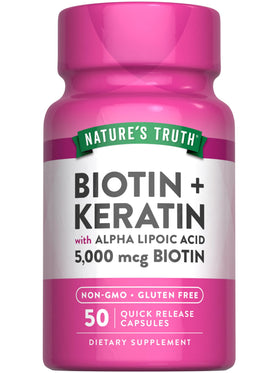 Nature's Truth Beauty Complex 5000 mcg Biotin capsules front view
