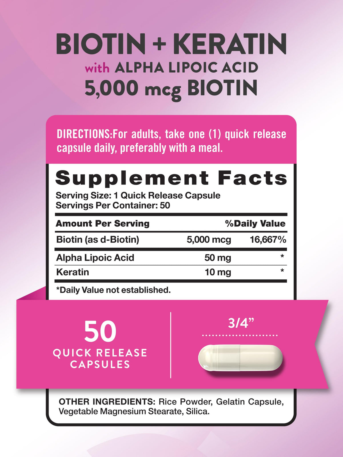 Nature's Truth Beauty Complex 5000 mcg Biotin capsules side view