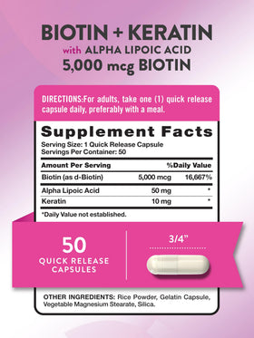 Nature's Truth Beauty Complex 5000 mcg Biotin capsules side view