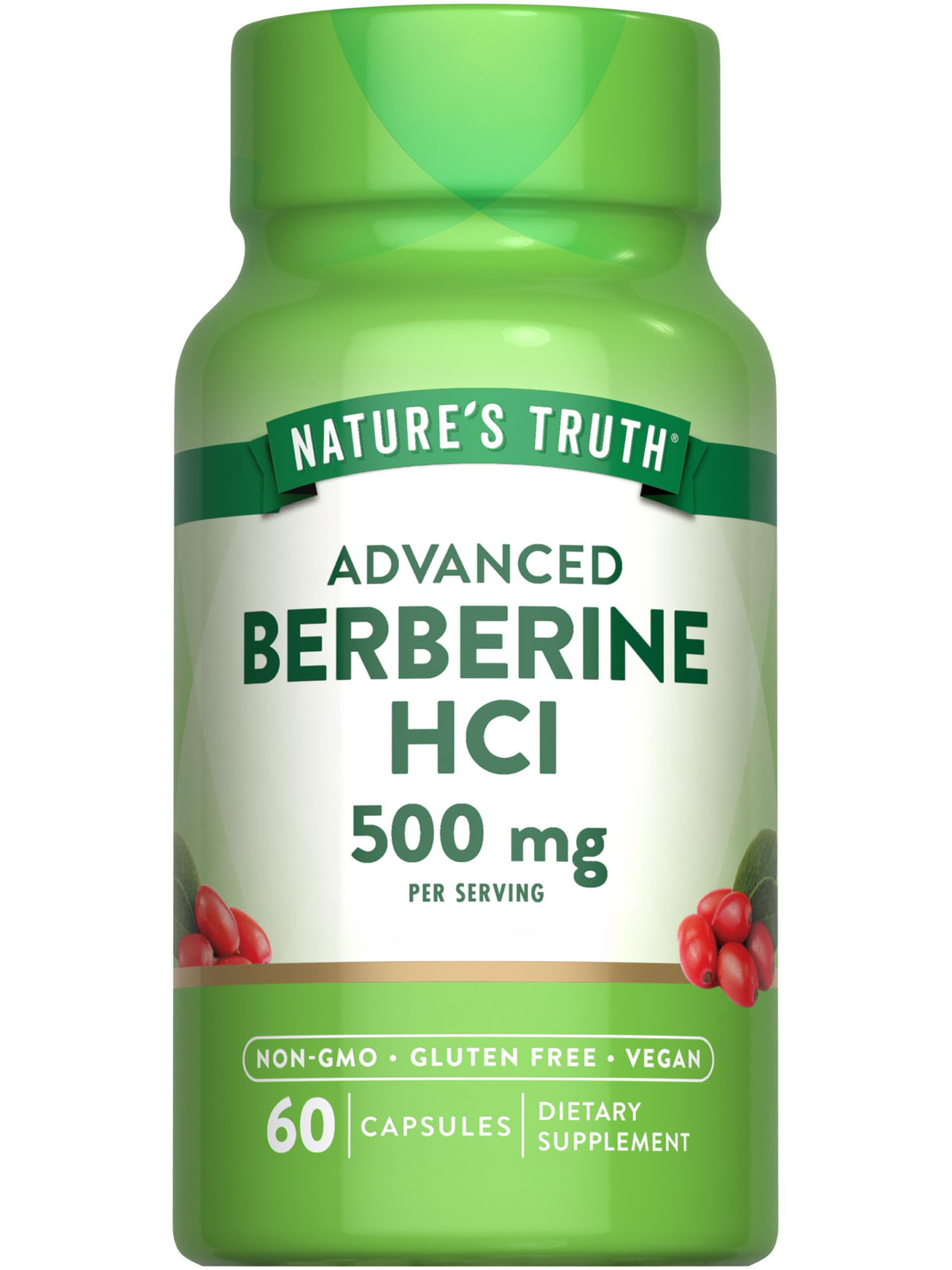 Nature's Truth Berberine HCl 500 mg 60 capsules front view