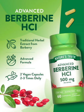 Nature's Truth Berberine HCl 500 mg capsules with measuring spoon