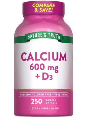 Nature's Truth Calcium 600mg avec Vitamine D3 250 comprimés vue de face