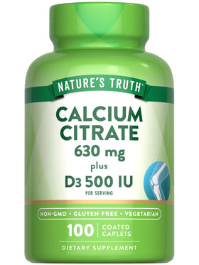 Nature's Truth Calcium Citrate 630 mg avec Vitamine D3, vue avant du flacon