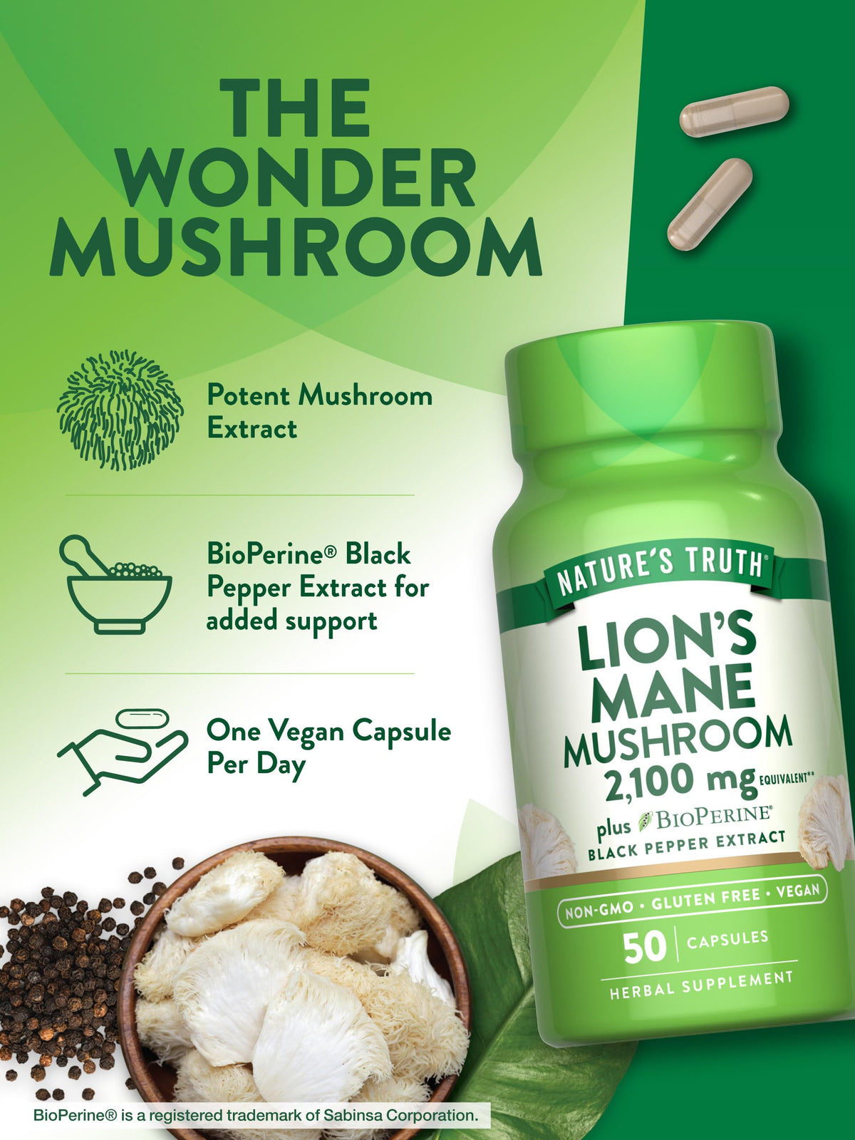 Nature's Truth capsules de champignon Lion, prise en main