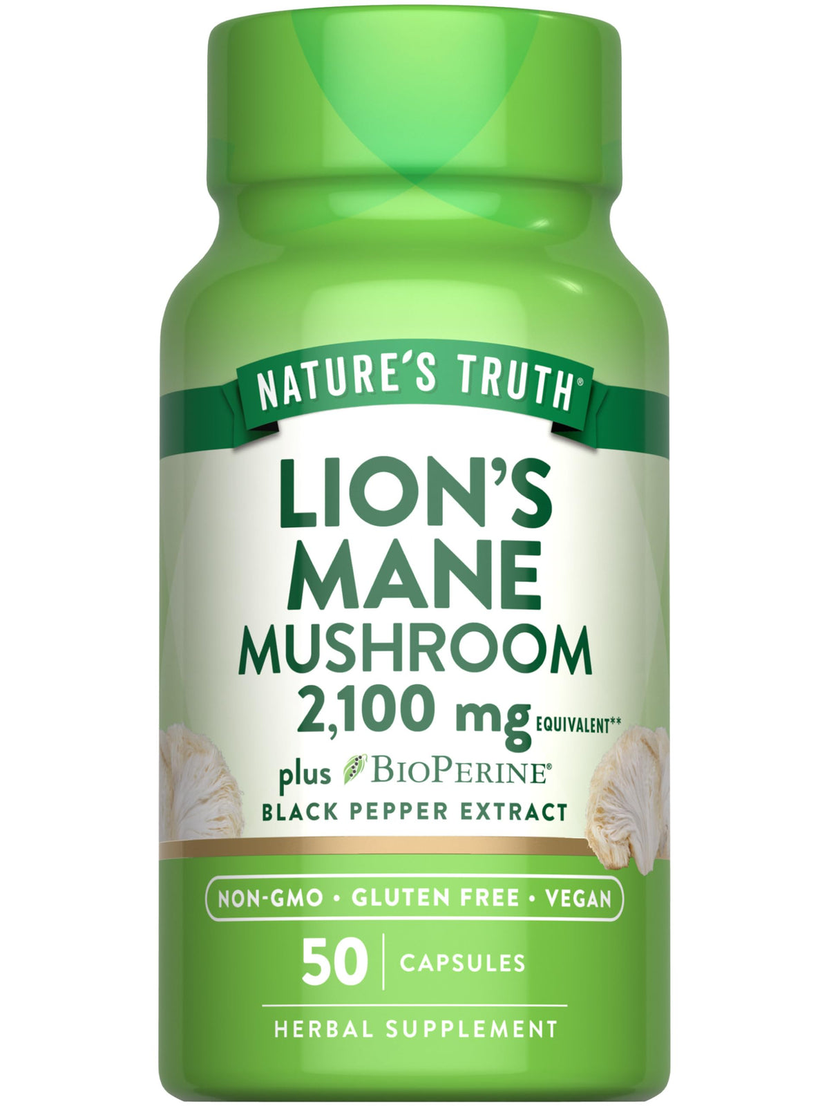Nature's Truth capsules de champignon Lion, vue de face