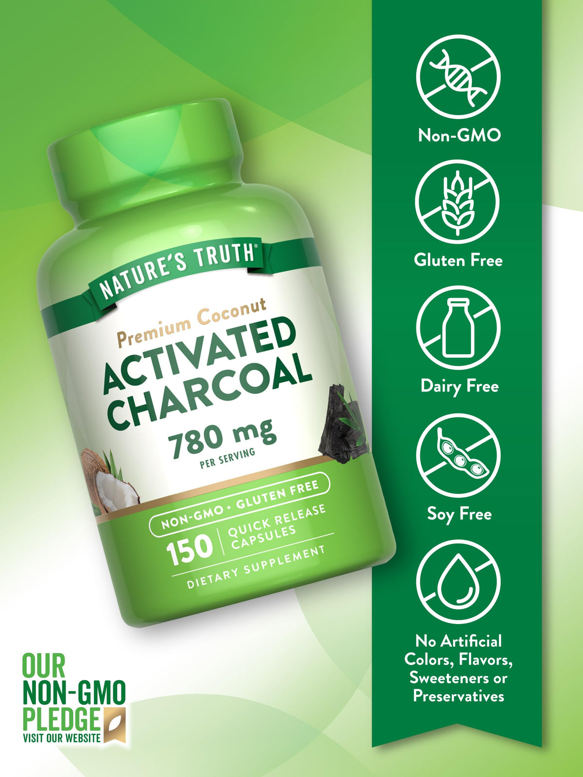 Nature's Truth Capsules de Charbon Actif 780 mg - contenu des gélules