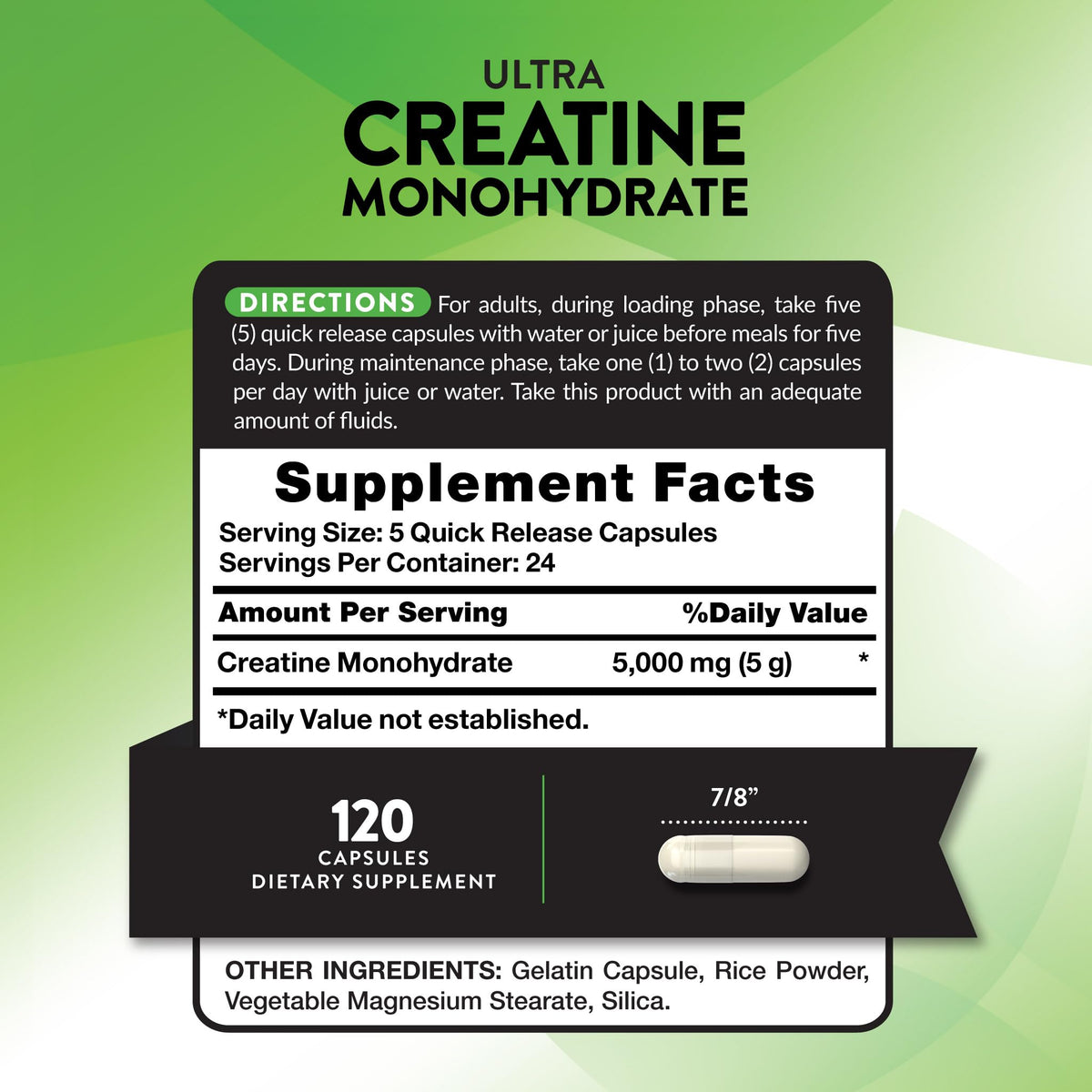 Nature's Truth Capsules de Créatine Monohydrate contenant 5 g par portion