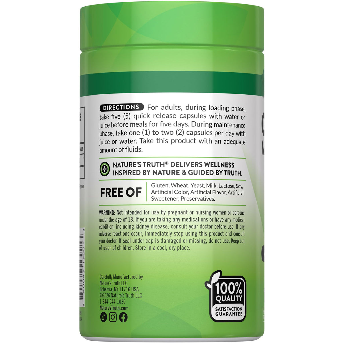 Nature's Truth Capsules de Créatine Monohydrate ouvertes