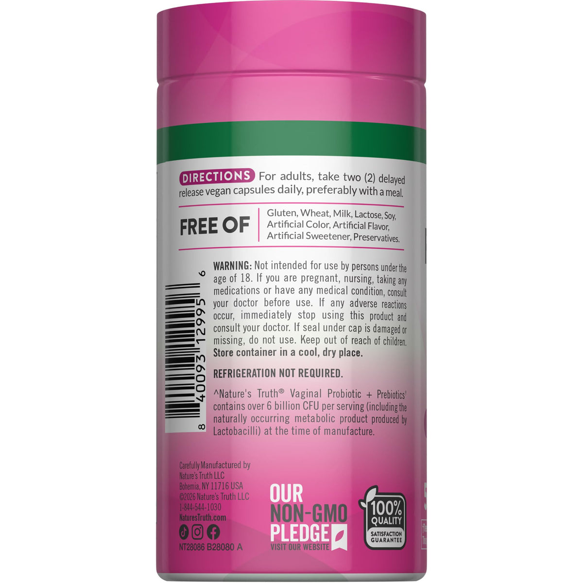 Nature's Truth capsules de probiotiques, prise en main