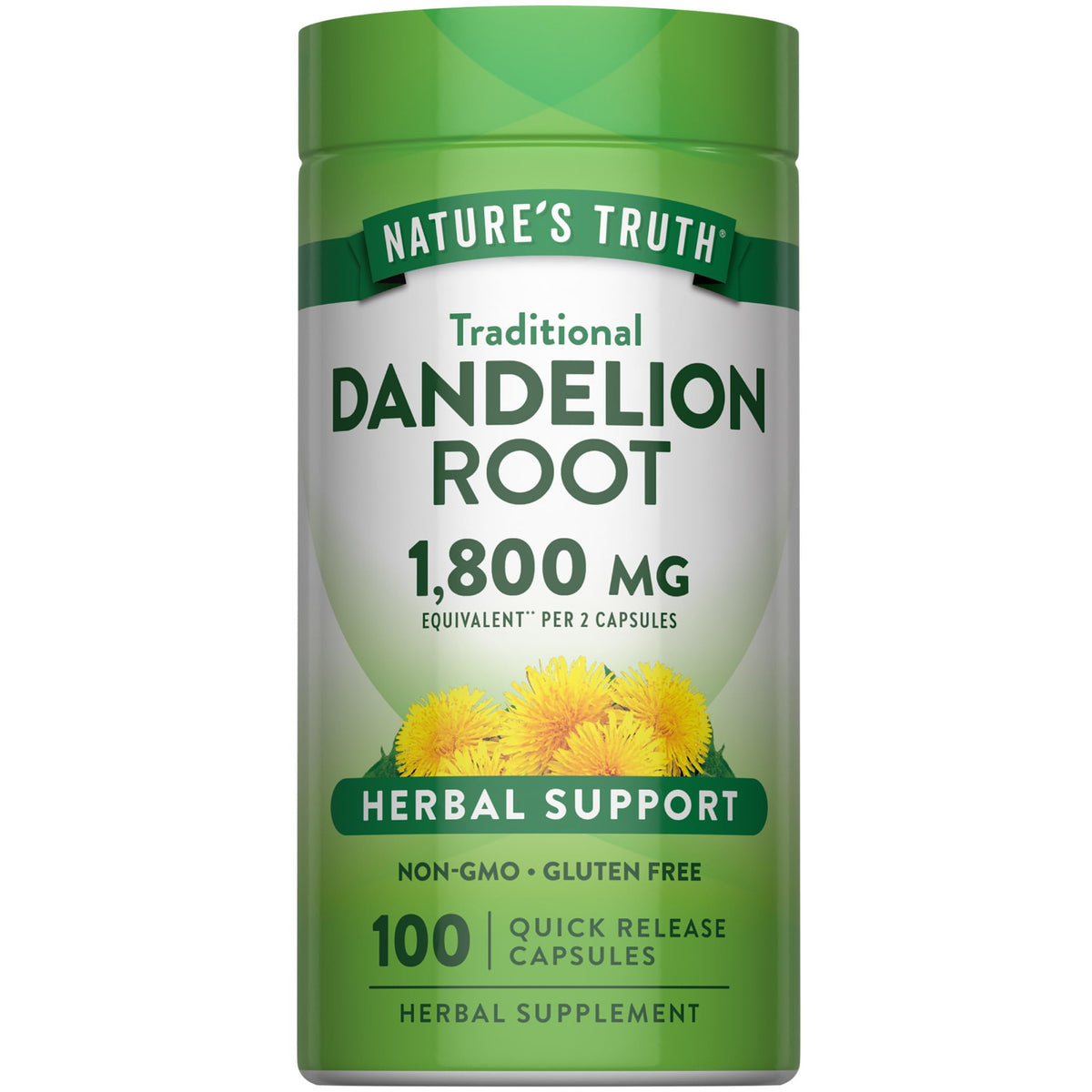 Nature's Truth Capsules de Racine de Pissenlit 100 unités vue de face