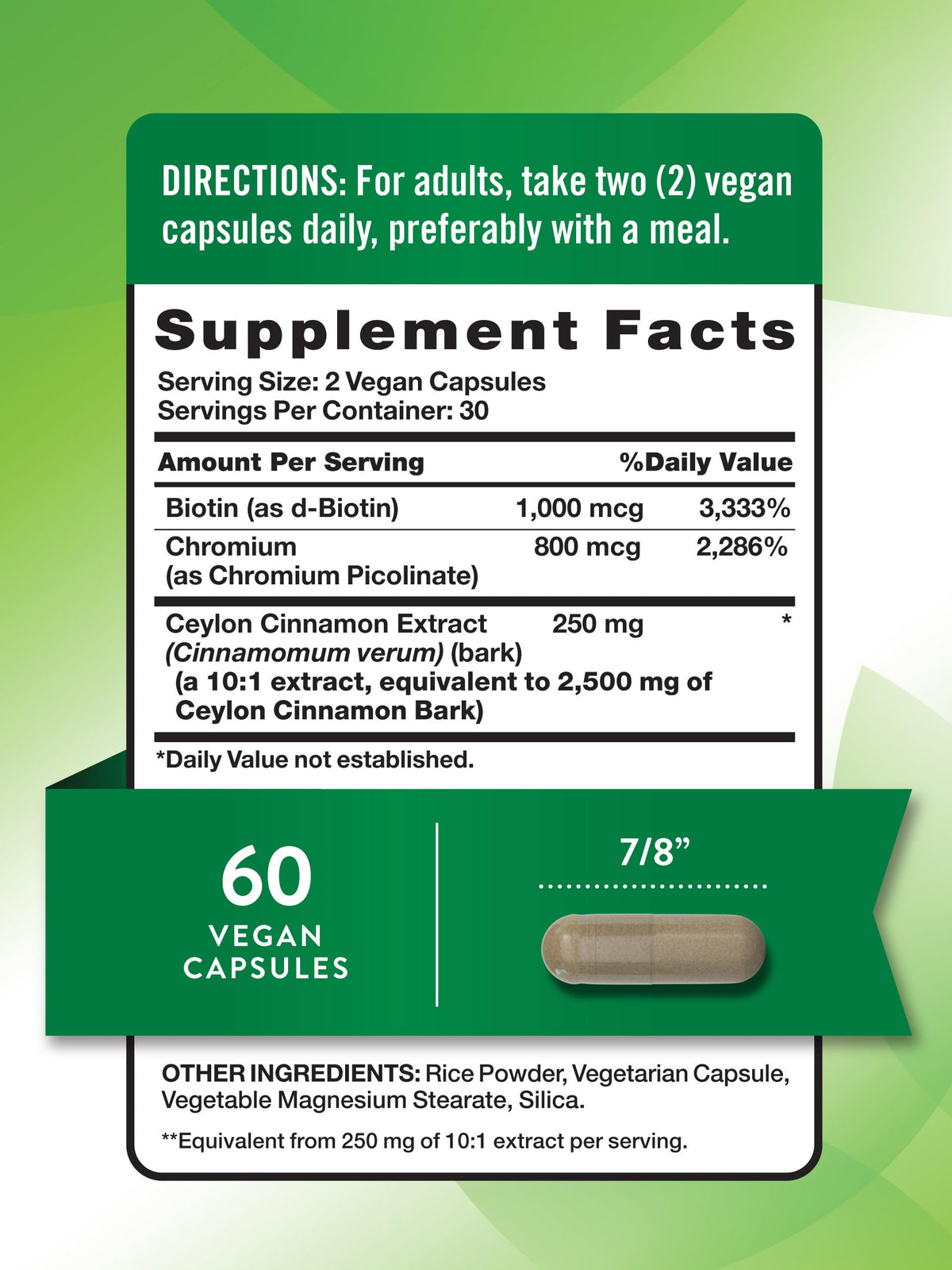 Nature's Truth Ceylon Cinnamon Capsules label side view
