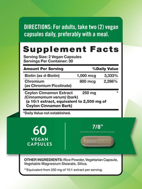 Nature's Truth Ceylon Cinnamon Capsules label side view