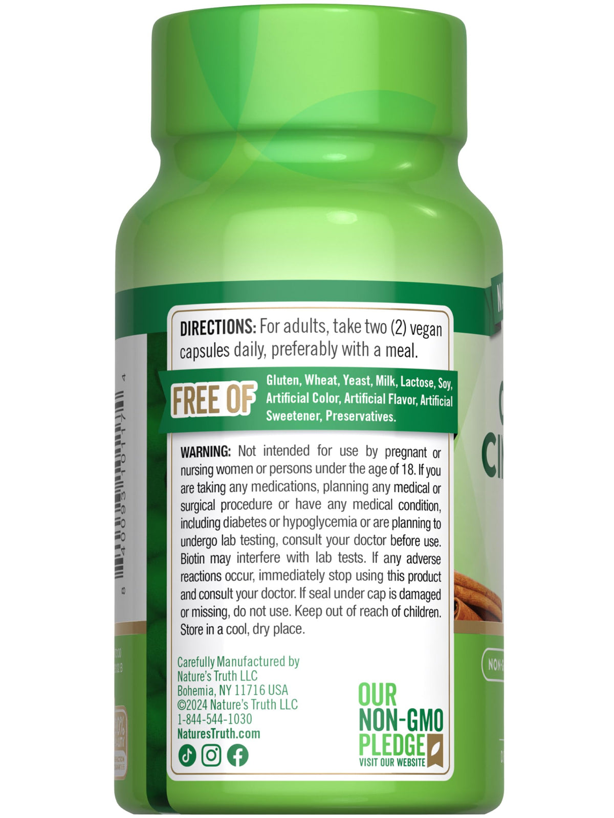 Nature's Truth Ceylon Cinnamon Capsules with a measuring spoon
