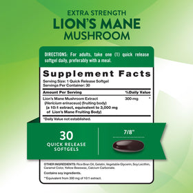 Nature's Truth Champignon Lion's Mane 30 gélules avec étiquette visible