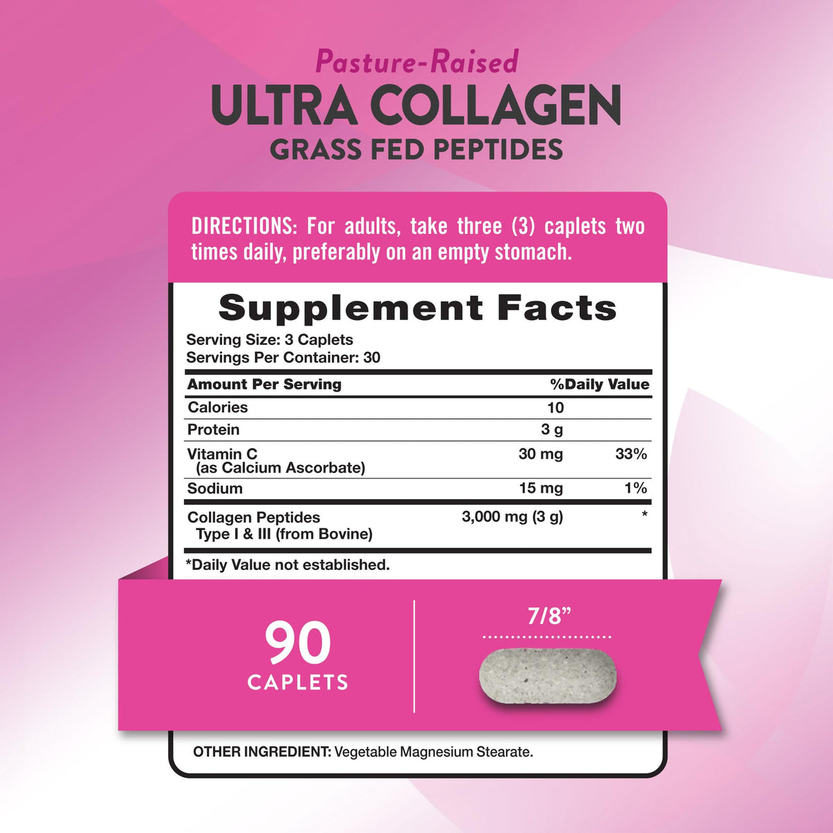 Nature's Truth Collagen Peptides 90 Caplets étiquette et ingrédients