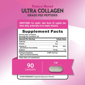 Nature's Truth Collagen Peptides 90 Caplets étiquette et ingrédients