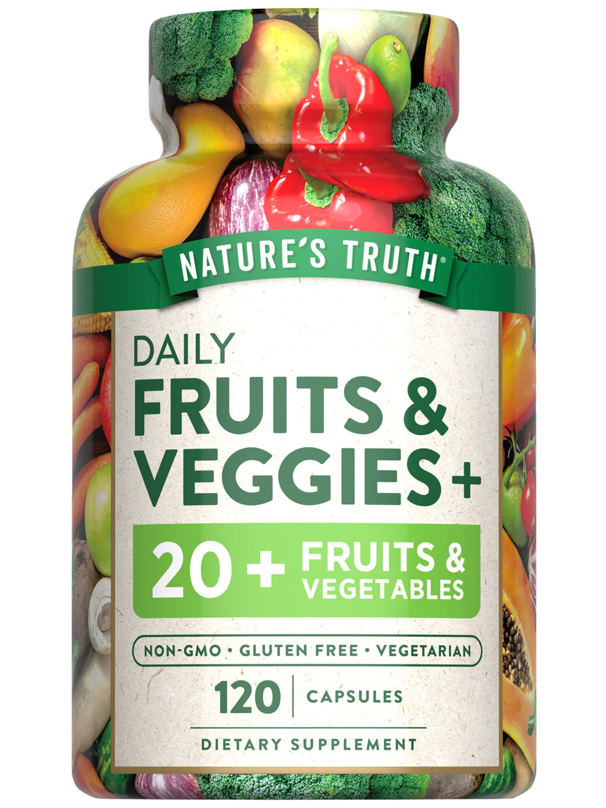 Nature's Truth complément alimentaire Fruits et Légumes 120 capsules végétariennes vue de face
