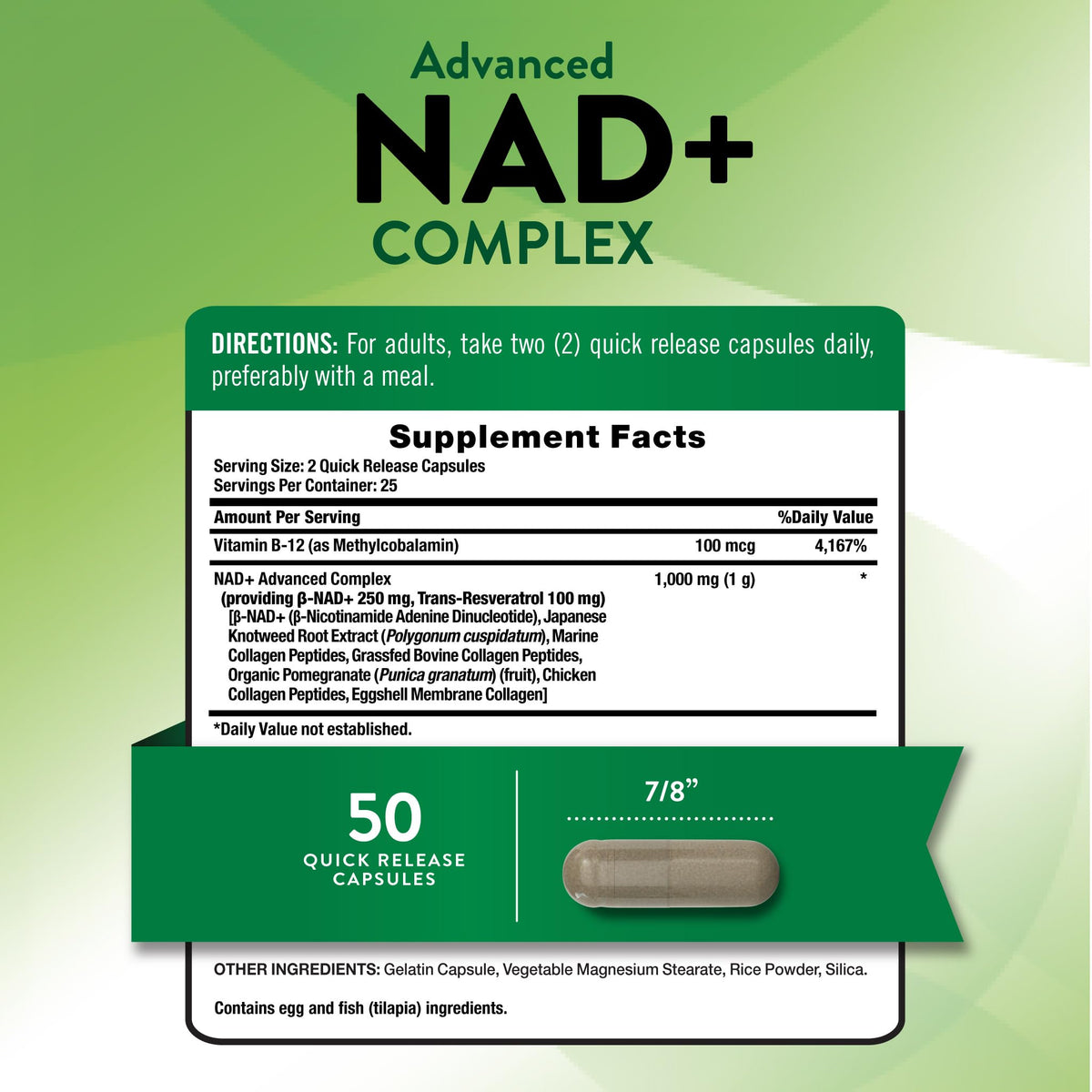 Nature's Truth Complexe NAD+ 1 000 mg capsules sur un fond blanc
