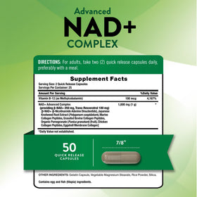 Nature's Truth Complexe NAD+ 1 000 mg capsules sur un fond blanc