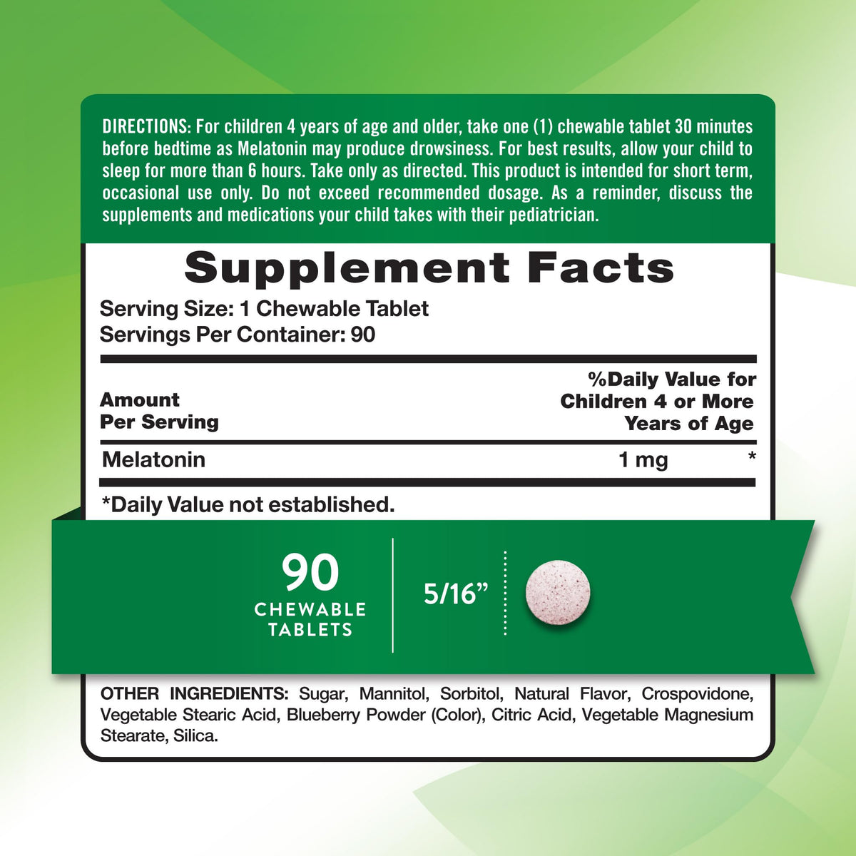 Nature's Truth Comprimés à Mâcher Melatonin 1mg saveur raisin arrière