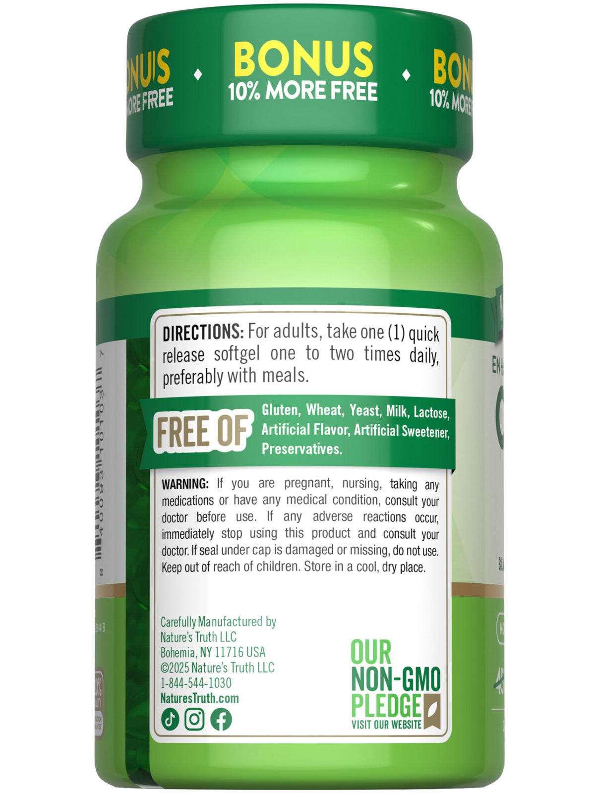 Nature's Truth CoQ10 gélules avec ingrédients naturels