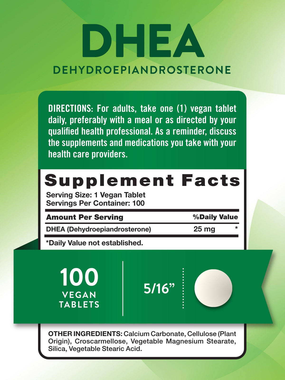 Nature's Truth DHEA 25mg comprimés boîte arrière