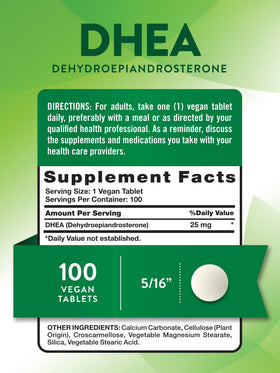 Nature's Truth DHEA 25mg comprimés boîte arrière