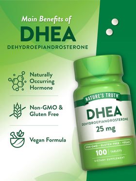 Nature's Truth DHEA 25mg comprimés sur une table