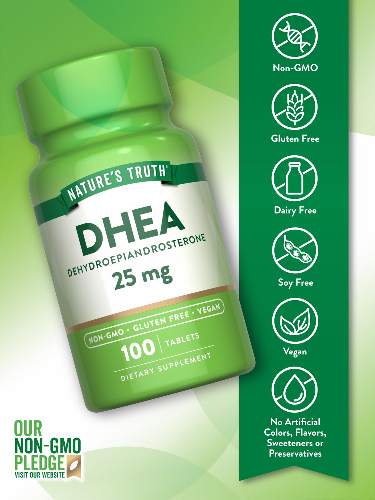 Nature's Truth DHEA 25mg comprimés vue de côté