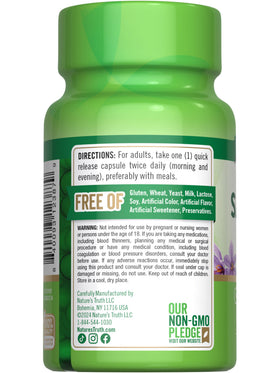 Nature's Truth extrait de safran, gélules sur un fond neutre