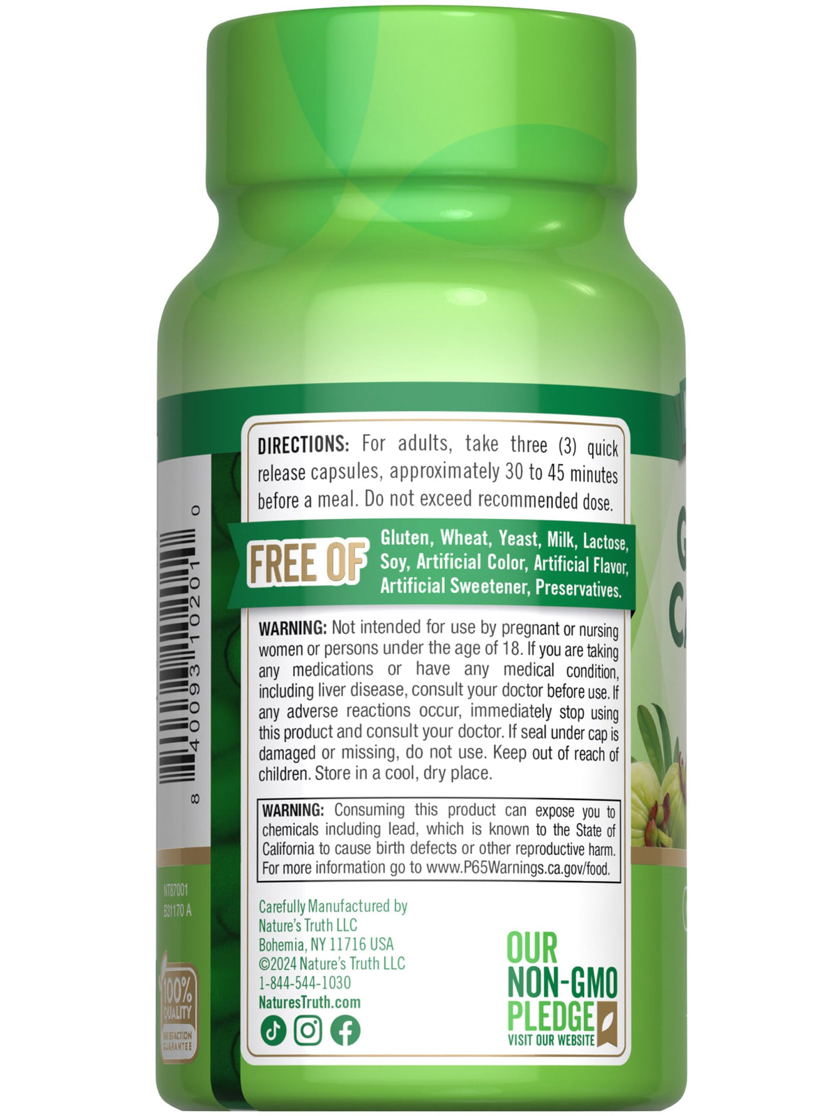 Nature's Truth Garcinia Cambogia avec des éléments naturels en arrière-plan
