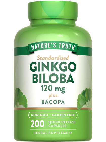 Nature's Truth Ginkgo Biloba 120mg avec Bacopa, vue avant du produit