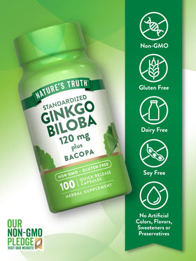 Nature's Truth Ginkgo Biloba 120mg gélules sur fond blanc