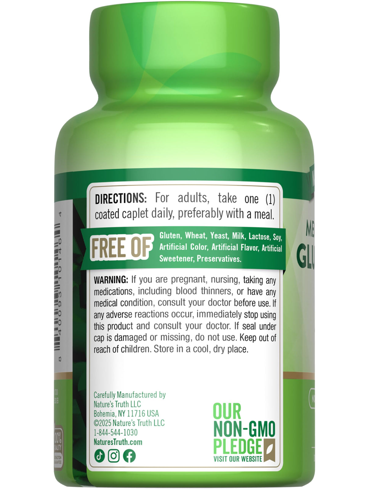 Nature's Truth Glucosamine HCI 1500mg 60 Caplets, detailed ingredient list
