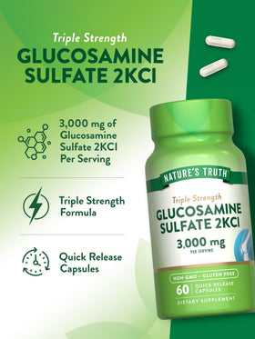 Nature's Truth Glucosamine Sulfate 3000mg Capsules bottle back view