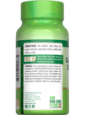 Nature's Truth Glucosamine Sulfate 3000mg Capsules on a table with a glass of water
