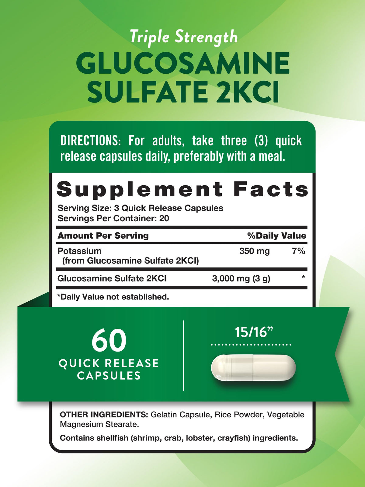 Nature's Truth Glucosamine Sulfate 3000mg Capsules side view