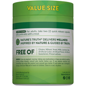 Nature's Truth Glycinate de Magnésium 200 mg 120 Capsules - emballage avec dimensions
