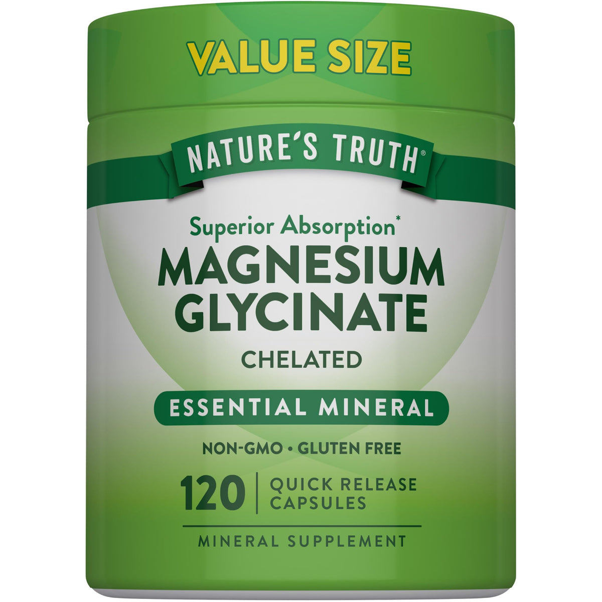 Nature's Truth Glycinate de Magnésium 200 mg 120 Capsules - vue de face