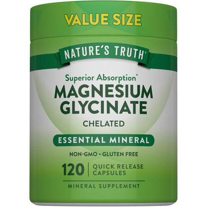 Nature's Truth Glycinate de Magnésium 200 mg 120 Capsules - vue de face