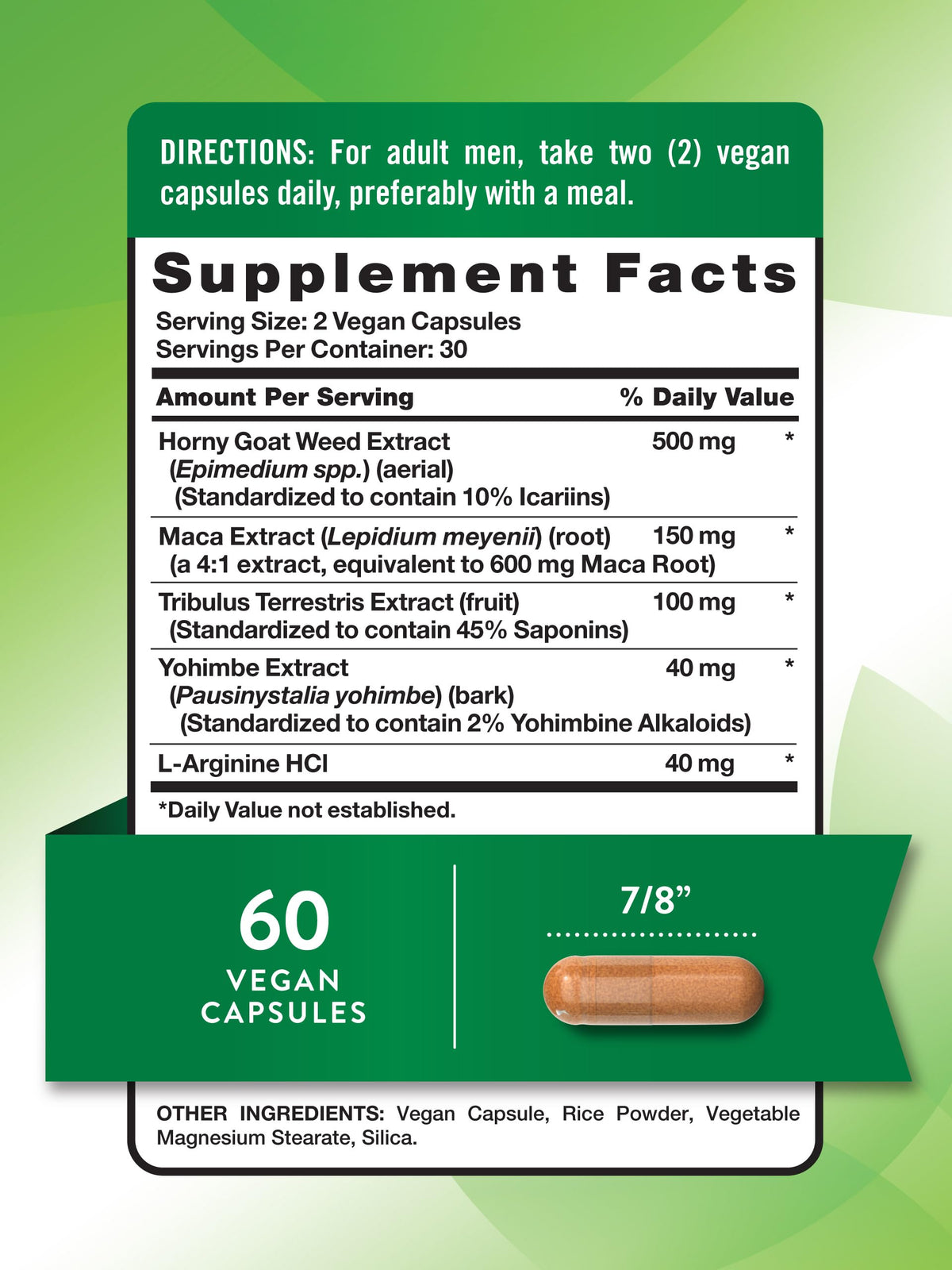 Nature's Truth Horny Goat Weed capsules avec étiquette et ingrédients
