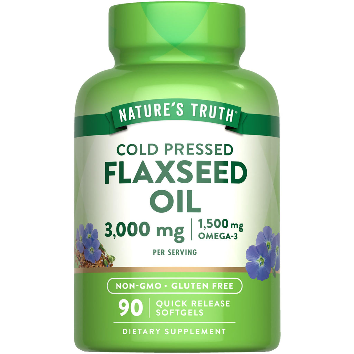 Nature's Truth Huile de Graines de Lin Softgels 90 Capsules vue de face