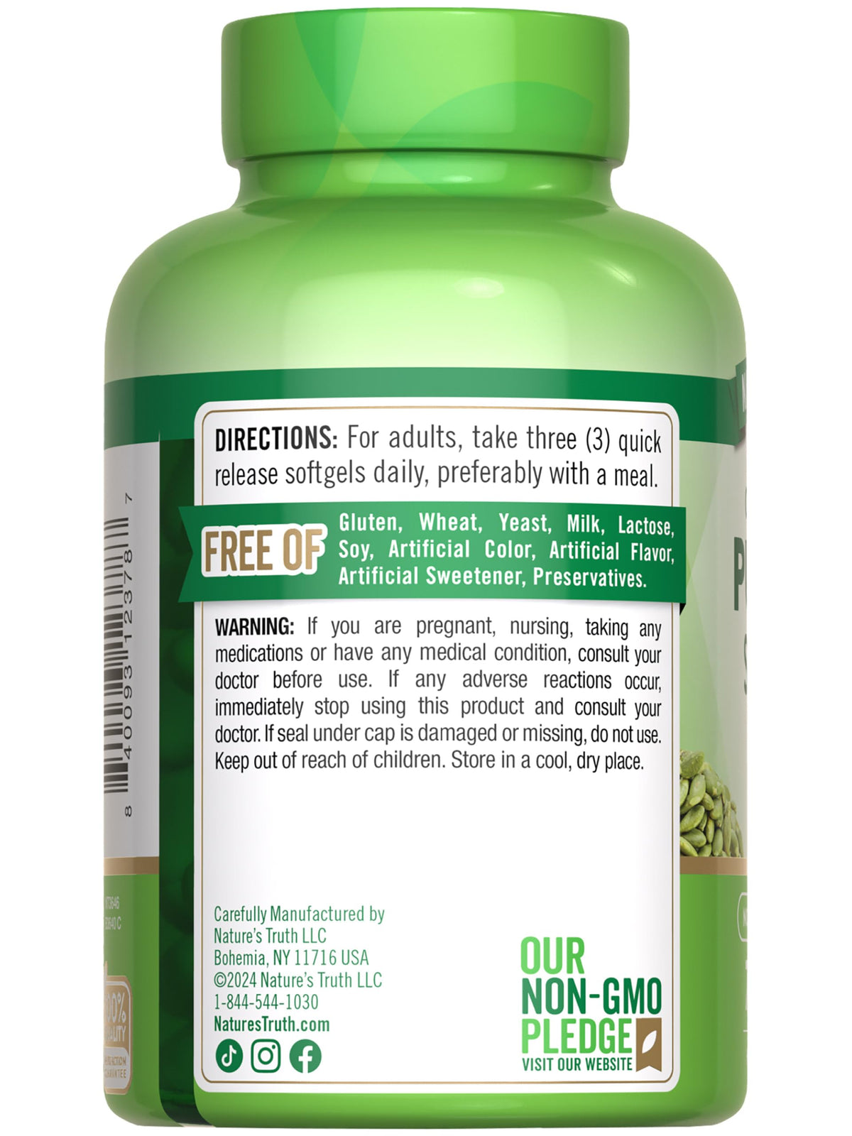 Nature's Truth Huile de Pépin de Citrouille 3000mg avec ingrédients