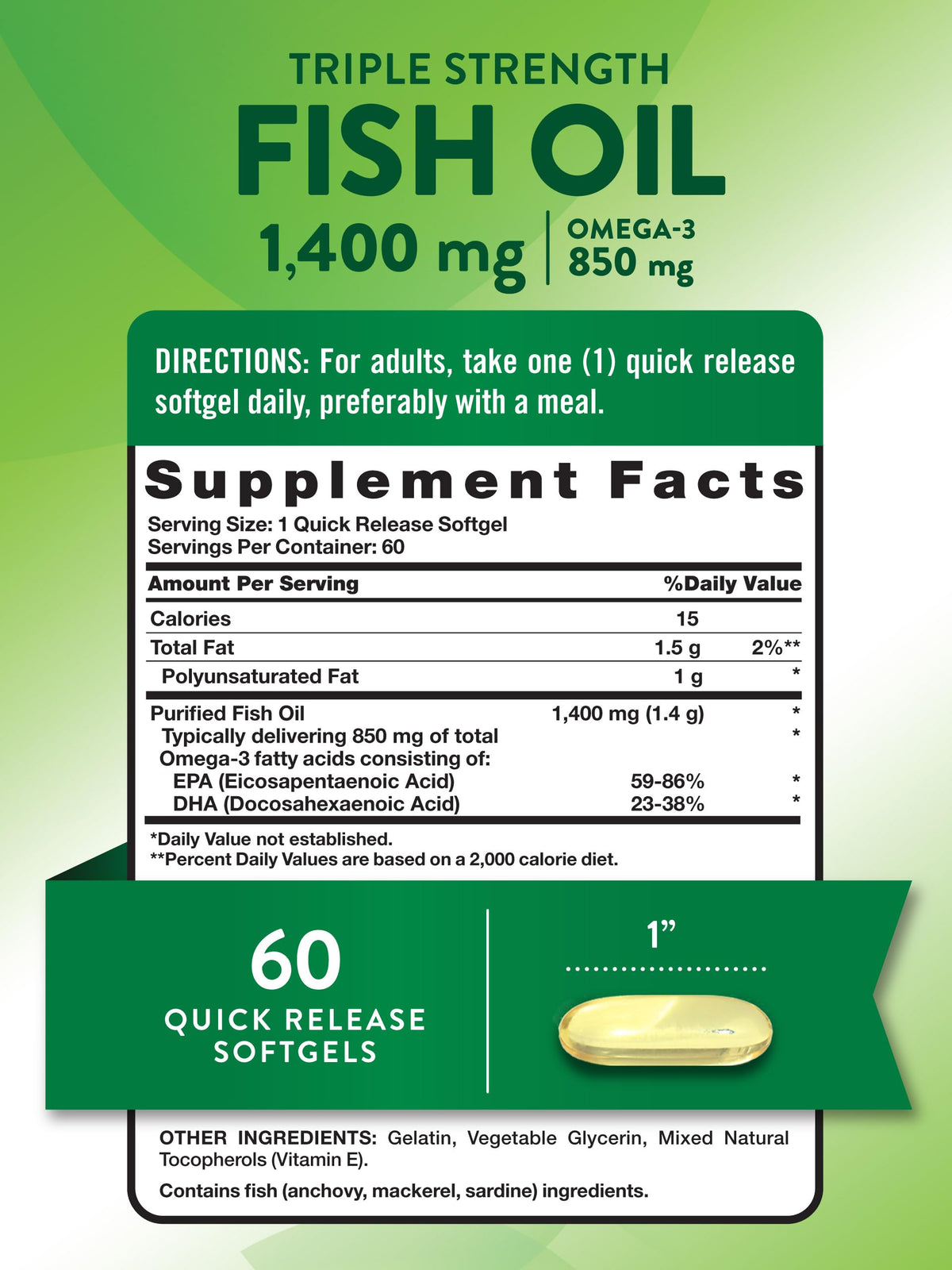 Nature's Truth huile de poisson 1400 mg étiquette arrière