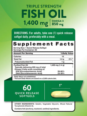 Nature's Truth huile de poisson 1400 mg étiquette arrière