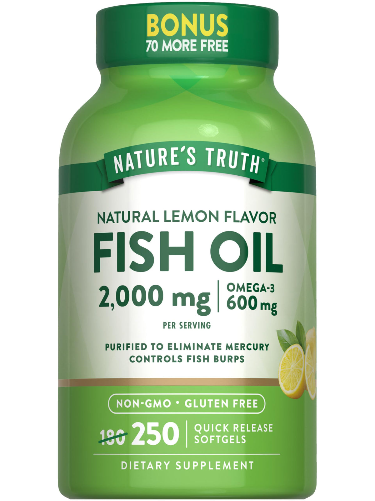 Nature's Truth Huile de Poisson 2000 mg 250 gélules, vue de face
