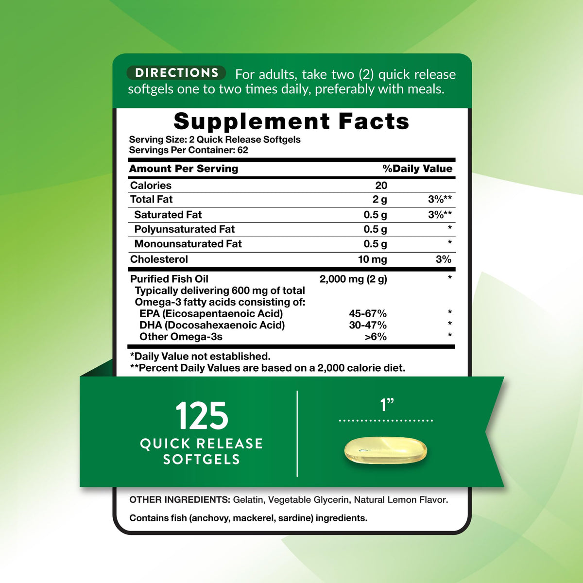Nature's Truth Huile de Poisson 2000 mg gélules molles côté
