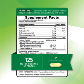 Nature's Truth Huile de Poisson 2000 mg gélules molles côté